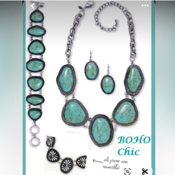 Premier Designs Sterling Silver reversible Turquoise silver Necklace - Picture 14 of 14